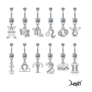 Zodiac Belly Ring, Silver - Body Piercing Jewelry