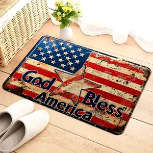 1pc/8mm Independence Day, God Bless Laundry Room Floor Mat, Bathroom Carpet, Kitchen Floor Mat, Living Room Carpet, Bedroom Carpet, Indoor Door Mat, Machine Washed Entrance Door Carpet Decoration Carpet, Indoor Carpet, Kitchen Floor Mat