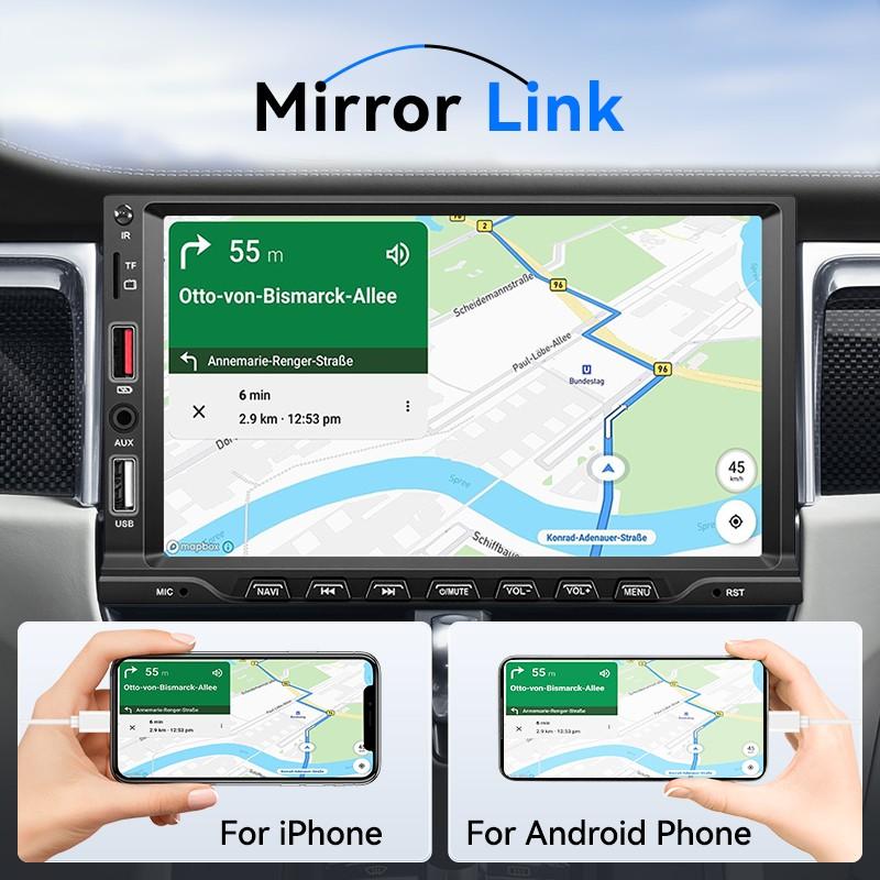 7 Inch Carplay Car Display, Supports Wired Apple Carplay, Android Auto, Rearview Camera, Bluetooth-compatible 5.0, USB, TF, Aux, Fm, 1 Din 12V Vehicle, Carplay Touchscreen