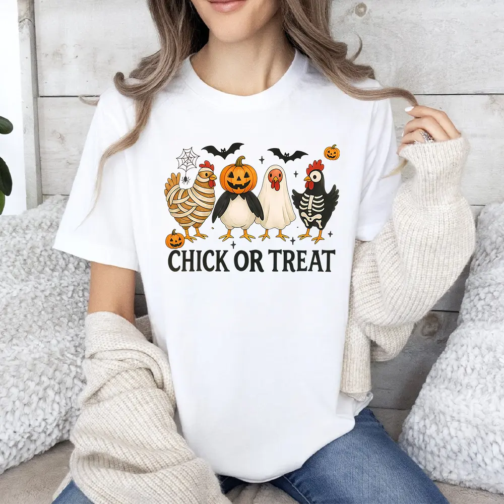 Chick or Treat Halloween Shirt: Funny Chicken Tee