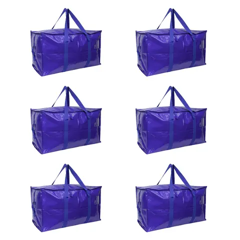 6 Pack Moving Bags, Collapsible Zippered Storage Bags with Handles, Waterproof Foldable Organizers for Clothes, Bedding, Home, Office and Travel, Space-Saving Household