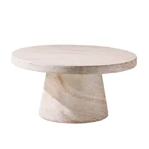 Direct Wicker PAT-24929TA-YE Direct Wicker Magnesium Oxide Modern Marble-Look Indoor/Outdoor Round Table,Beige