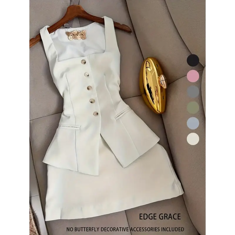 white christmas dresses Rustic Lace-Up Vest Dress Set main image 0