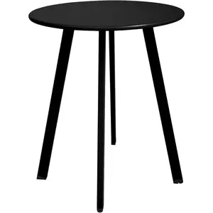 Outdoor Side Table, Weather Resistant Patio Small Side Table Outdoor Indoor Round Metal Steel Small Table,  End Table for Garden Balcony Yard, Black