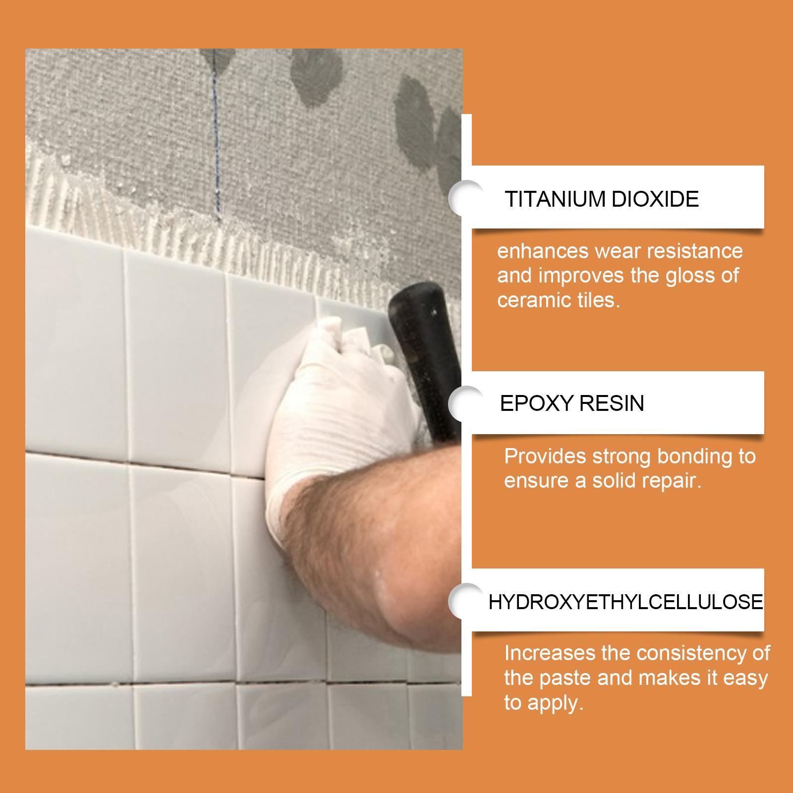 JAKEHOE Tile Repair Paste – Household Ceramic Tile Repair for Peeling, Cracks, Hollow Spots, Scratches, Dents and Gaps JAKEHOE Tile Repair Paste – Household Ceramic Tile Repair for Peeling, Cracks, Hollow Spots, Scratches, Dents and Gaps