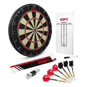 ESPN Dart Board Includes 6 Steel Tip Darts, Scoreboard, and Throw Line
