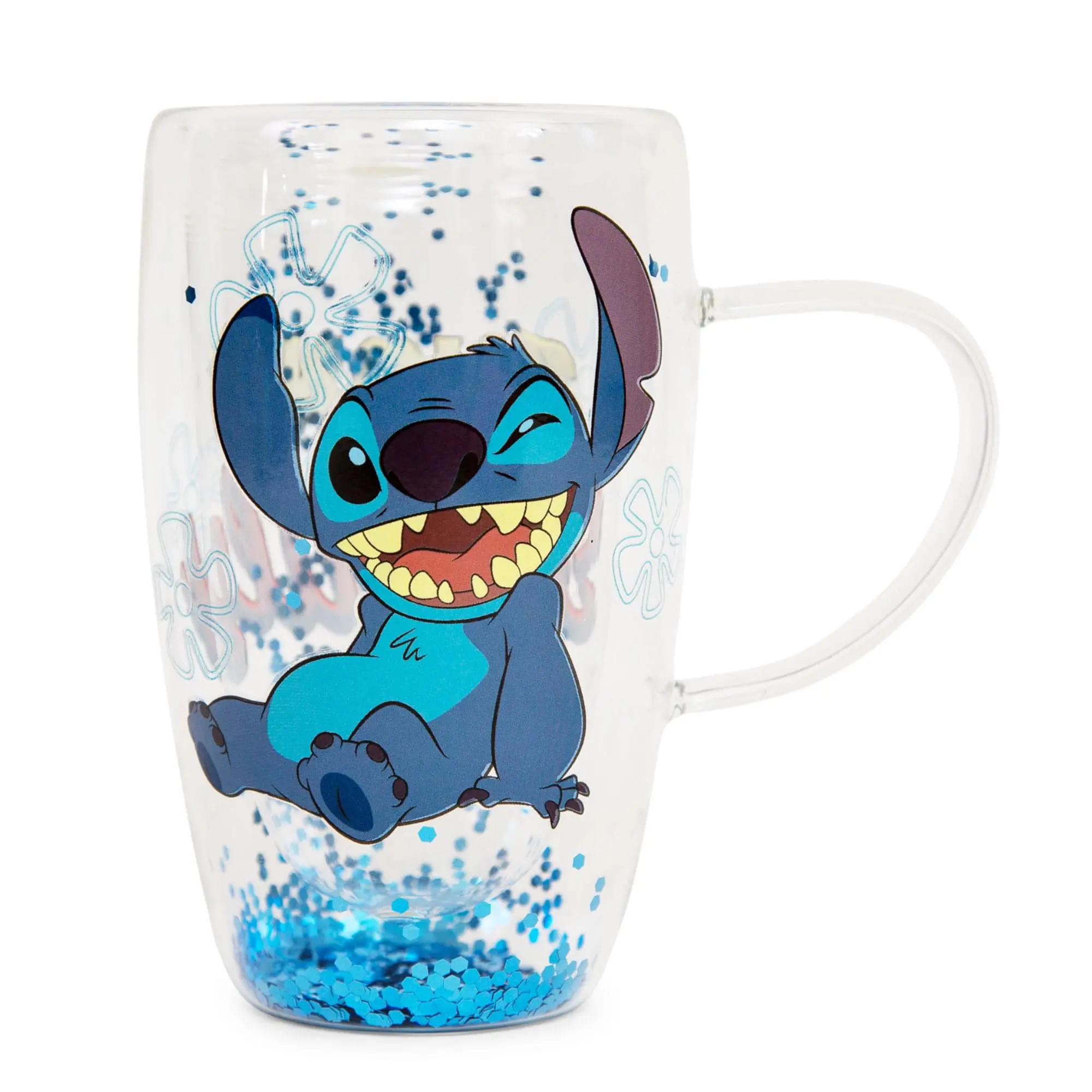 Disney Lilo & Stitch "Ohana Means Family" Confetti Glass Mug | Holds 15 Ounces Disney Lilo & Stitch "Ohana Means Family" Confetti Glass Mug | Holds 15 Ounces
