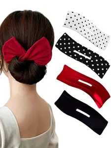 2 pieces of women's sweet and elegant fabric lazy twist hair straightener, fashionable bun head hair tie, hair tie, hair threading device, rotating hair tie, suitable for daily wear when going out, Elastic Hair Accessory, Ponytail Hairstyle