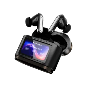 Fluffdrip BD-2 2026 Wireless Bluetooth In-Ear Headphones with 5.4 in Smart Display, Active Noise Cancellation (ANC+ENC), ANC Support, 16-Language Support, Find My Headphones Function, Type-C Fast Charging Audio Device
