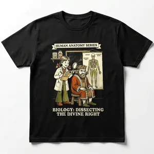 No Kings Protest Tee Biology Dissecting Divine Right Anti Monarchy Funny Graphic Shirt