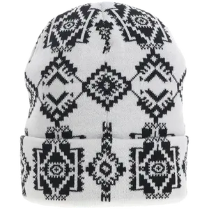 Hooey Ladies Aztec Pattern White & Black Beanie 2056WHBK