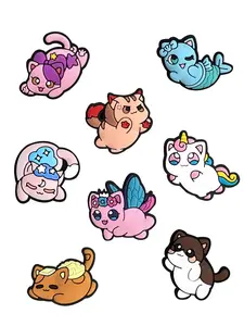 8 Piece Set Coca-Cola Cat PVC Cartoon DIY Decoration Shoe Charms, Decorative Shoes Classic Sandals, Family Children Home Party Christmas Gift, Shoe Embellishment Set