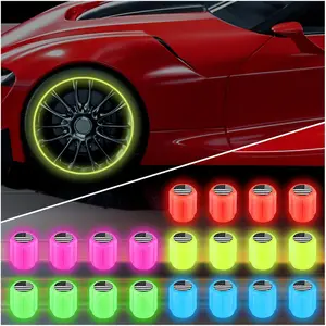 20PCS Fluorescent Tire Valve Stem Caps,Luminous Auto Wheel Air Valve Cap,Universal Decoration Accessories for Car/SUV/Bicycle/Trucks/Motorcycles,Cool Car Gifts (20Pcs-5 Colors/US Flag)