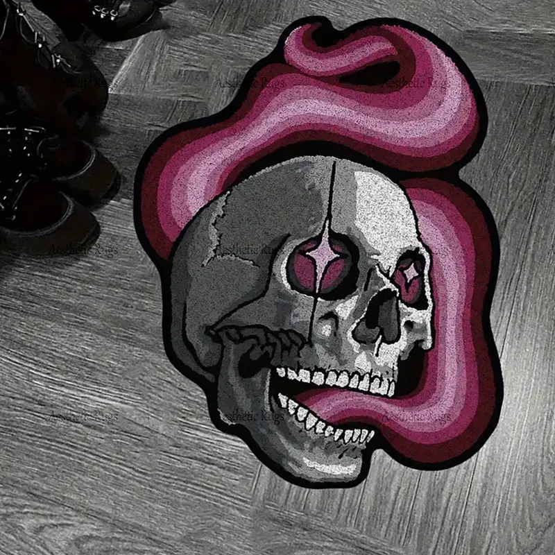 Gothic Skull Bath Mat Plush Rug, Bathroom Mats, Bathroom Rugs, Halloween Horror Style Carpet, Comfortable Bathroom Bedroom Floor Mat, Soft Bathroom Mat, Water Absorbent Bathmat, Bath Matts for Bathroom