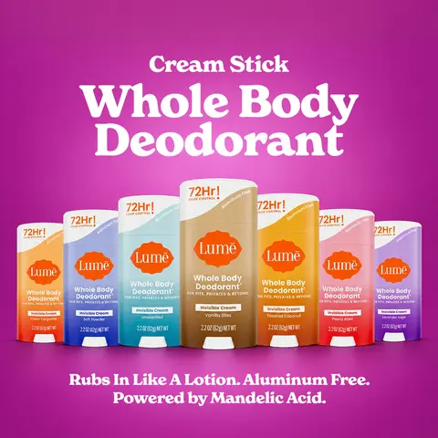 Cream Stick Whole Body Deodorant - Lume Deodorant - OB/GYN Created Body Care Comfort - Aluminum Free - Mandelic Acid