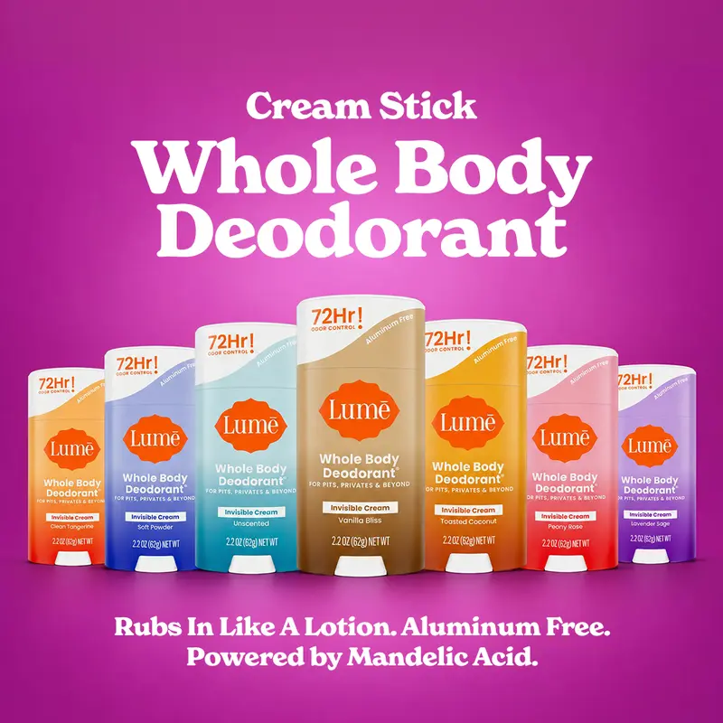Cream Stick Whole Body Deodorant - Lume Deodorant - OB/GYN Created Body Care Comfort - Aluminum Free - Mandelic Acid