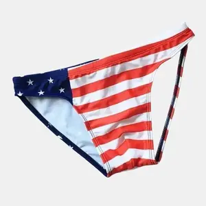 Team USA Flag Low Cut Swim Briefs EASEJUICY Regular Spandex Fabric with Sun Protection & Flag Collection Design Cold Wash Friendly
