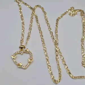 Heart beautiful style with butterflies fashion chain gold-plated  24"inches nice gift