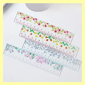 Colorful Floral Plastic Ruler - Perfect for Office & School Supplies, Stationery Gift Packaging, Measuring Ruler