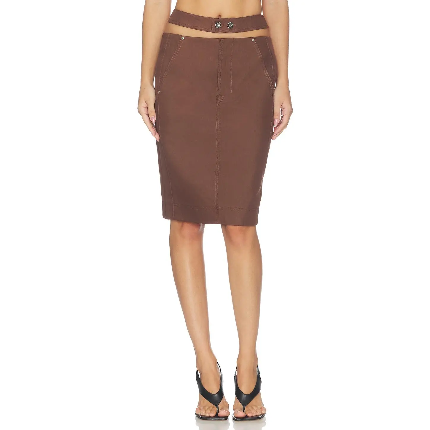 Camila Coelho Cora Midi Skirt in Chocolate Brown