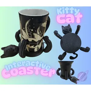 KITTY CAT Coaster - Assorted Colors for Home Decor, Ideal for Cats and Their Enthusiasts