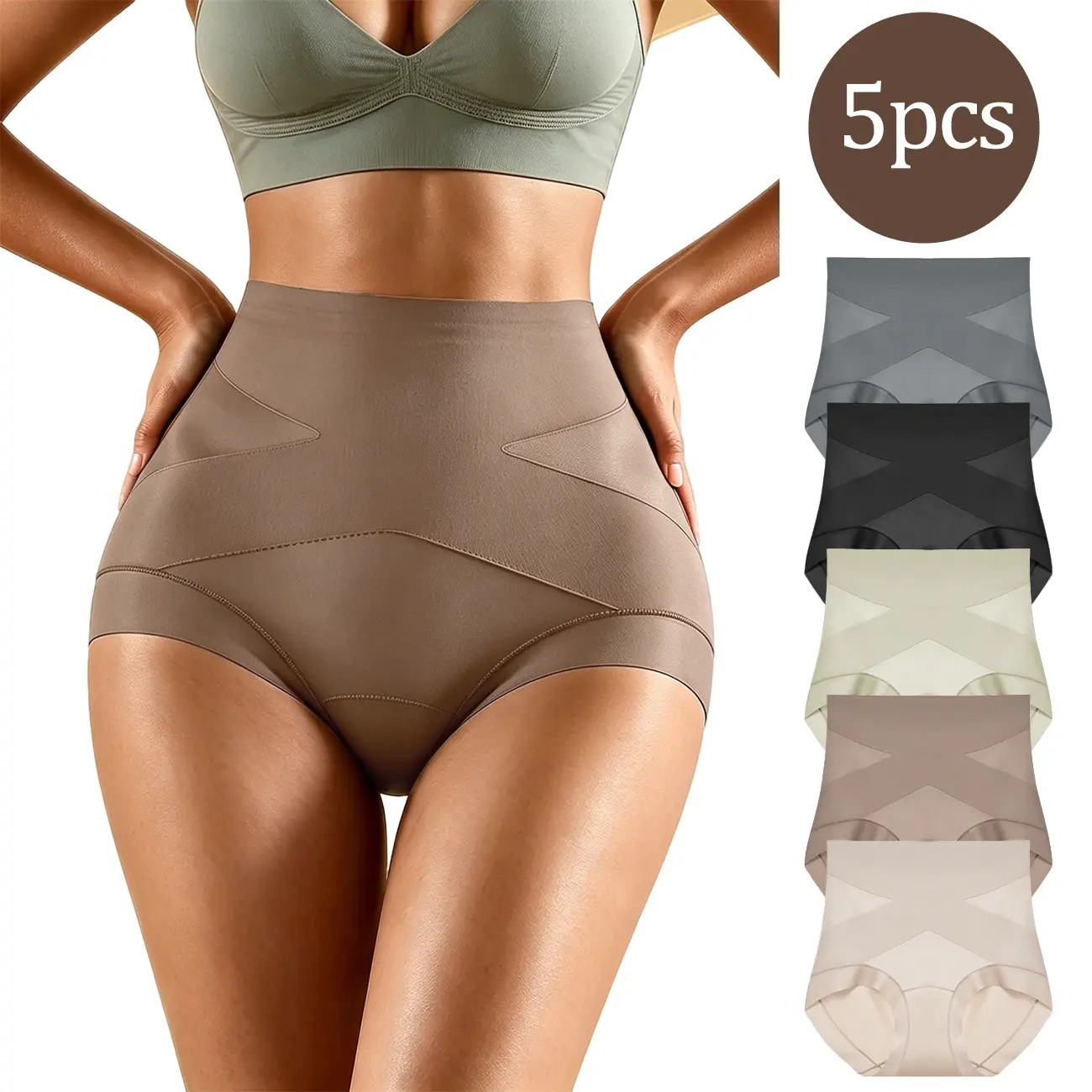 Women’s high-waisted shaping panties—butt-lifting shorts that flatten the abdomen and cinch the waist;highly elastic,breathable triangle briefs;comfortable for everyday wear;basic postpartum recovery women’s underwear after surgery.Minimalist Activewear