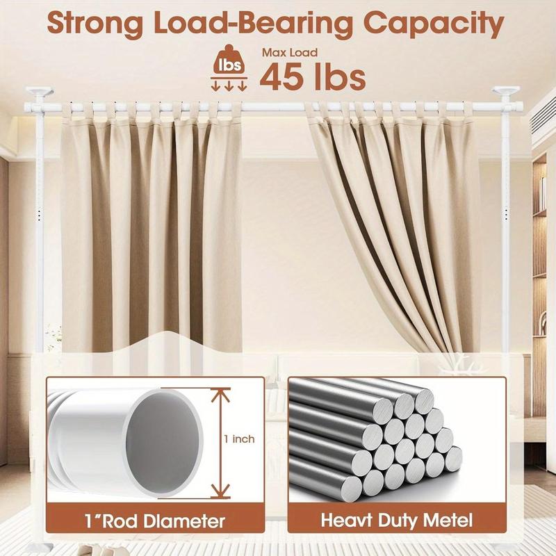 Adjustable Bedroom Partition Rod - Heavy-Duty Room Divider Curtain Rod for 4-10 Ft High and 28-70 in Wide Spaces - No Drill Freestanding Separator Freestanding Tension Curtain Stand(Curtains are not included)