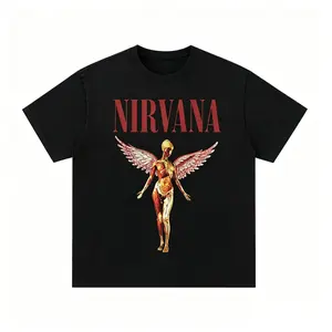 Nirvana Anatomical Angel Graphic Tee - Vintage Band Merch T-Shirt, Classic Rock Crew Neck Cotton Top
