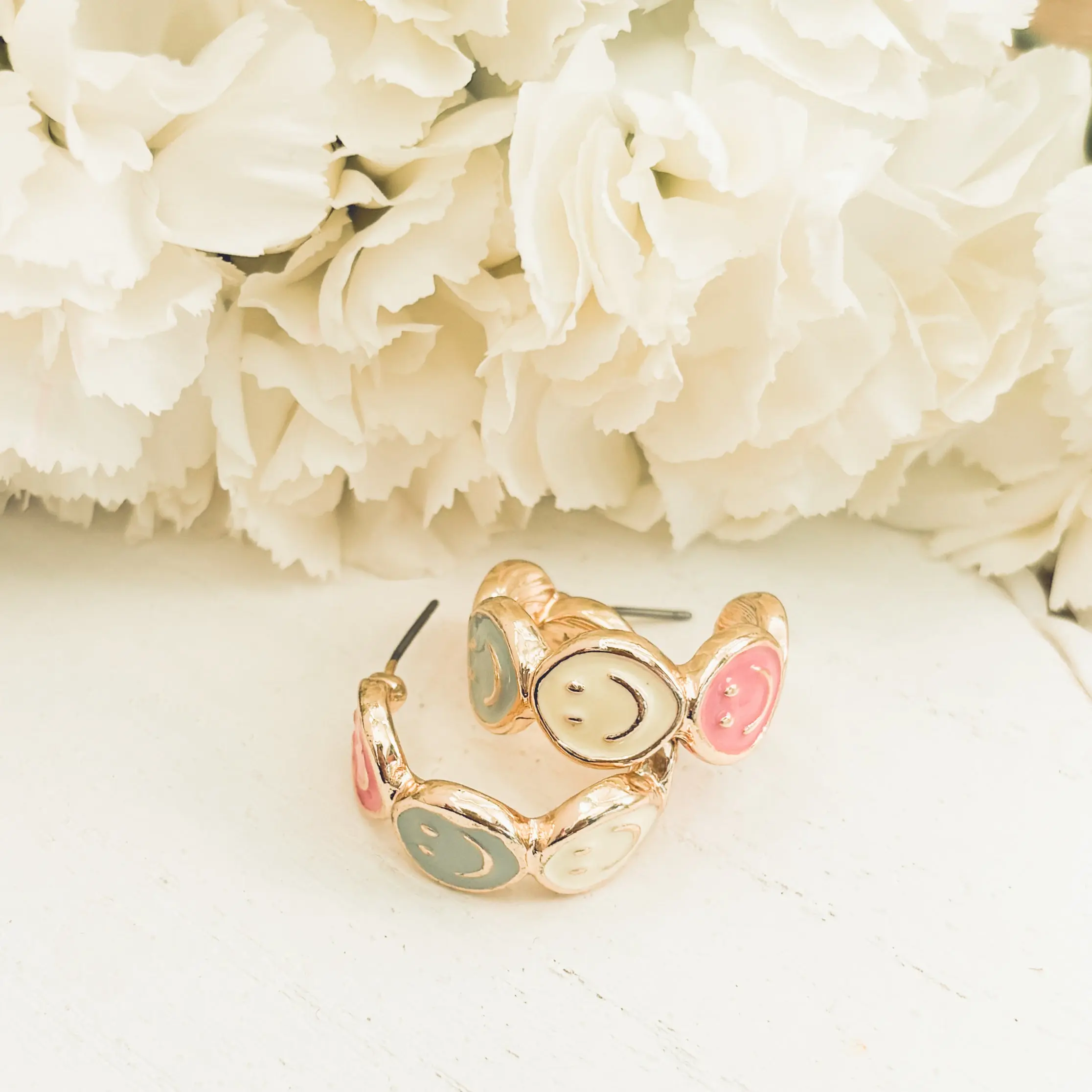 Adorable Smiley Face Hoop Earrings