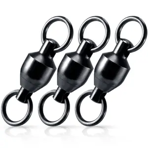 Dr.Fish 20/30/60 Count Fishing Ball Bearing Swivel 100% Copper Stainless Steel Welding Rings Black Nickel Finish