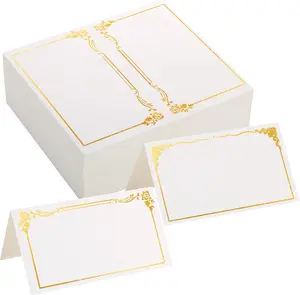 100 Pack Wedding Place Cards for Table Setting, 2 Designs Small Table Cards with  Foil Border for Buffet Banquet Parties Events Celebrations (2.54 * 4")
