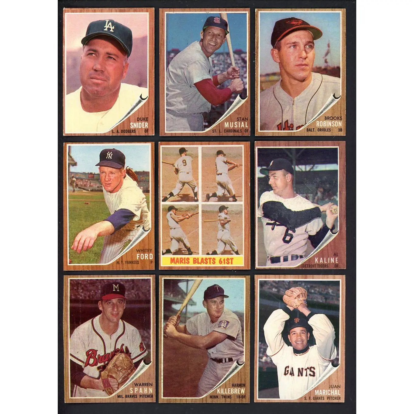 1962 Topps Set Lot 478 Diff EX+/EX-MT Musial Ford Kaline 548541