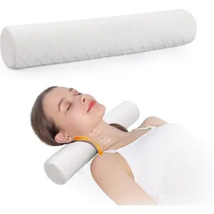 3.1" H Small  Roll Pillow, Medium Soft Memory   Round Pillow Cylinder Bolster Pillow for Sleeping, Round  Support for Bed, ,  and Yoga (White, Small - 3.1" H)