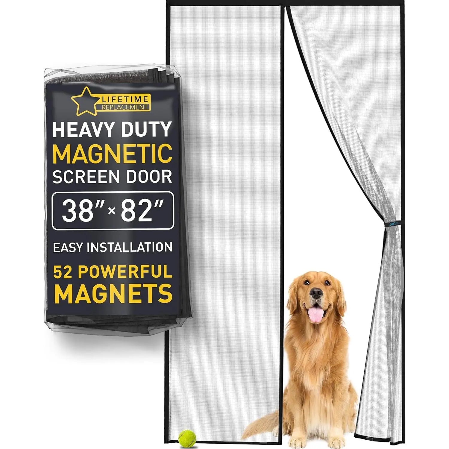 Contemporary Magnetic Sliding Screen Door - 2025 Upgraded Fine Weave Mesh, Heavy Duty 52 Magnets, Seamless Closure, Pet & Scratch Resistant, 2 Easy Install Kits, Enhanced Visibility, 38"x82", Sliding Screen Doors, Enhancing Visibility