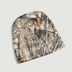 Y2k Camouflage Beanie Fashionable Knit Skull Cap with Elastane, Polyester Blend, Outdoor Hunting Bonnet