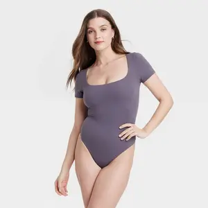 Women's Luxe Stretch Squareneck Thong Bodysuit - Auden