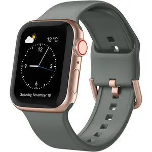 Sport Band Compatible with Apple Watch Bands 49mm 45mm 44mm 42mm 41mm 40mm 38mm, Soft Silicone Wristband Replacement Strap with Classic Clasp for iWatch Series 9 Ultra SE 8 7 6 5 4 3 2 1 for Women Men