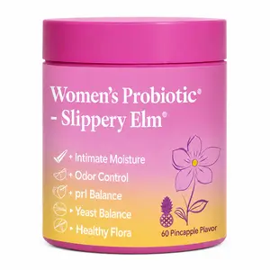 Women’s Probiotic Gummies with Slippery Elm, XOS & Pineapple Extract, 60 Count, Peach Flavor, Feminine Wellness & Healthy Flora Support