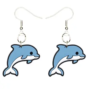 Dolphin Porpoise Earrings Hypoallergenic Silver Plated Fishhooks Yazzle Dazzle Ocean River Sea Animal Mammal