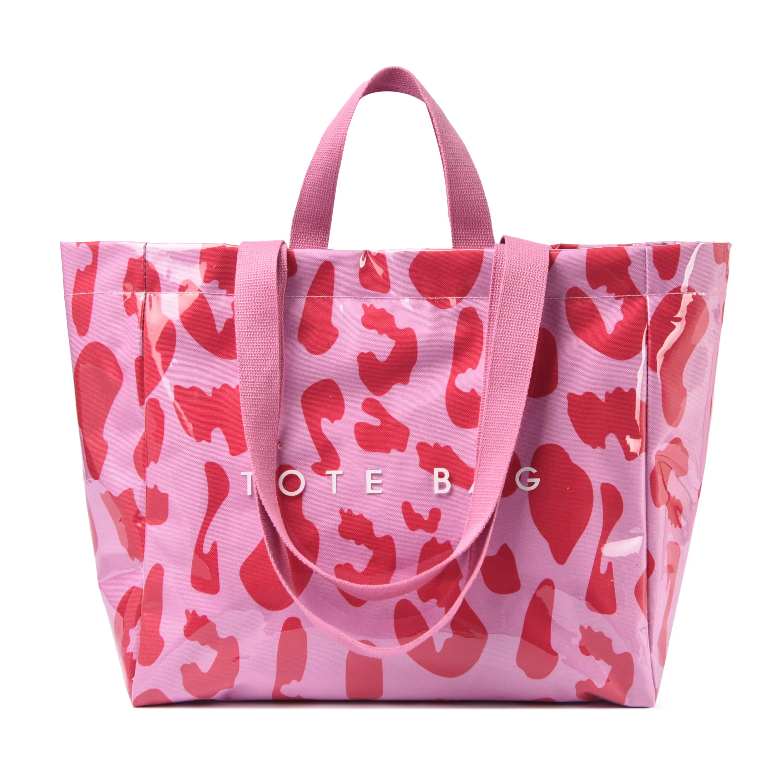 Maxoner Women's Classic Letter Print Tote Bag, Waterproof PVC with Kraft Paper Accents, Large Capacity Shoulder Bag for Holiday Travel and Casual Use, Casual Outings