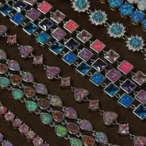 Loveden Mystery Dreamy Colorful Opal Bracelet For Women Daily Pink Blue White Heart Sun Flower Opal Bracelet Charm Jewelry Accessories Birthday Valentines Gift