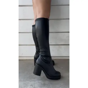 Sonia Knee High Chunky Boot - Block Chunky Heel With Platform