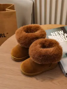 Comfortable Fashion Children Winter Boots, Warm Fur Lined Snow Boots, Anti-Slip Rubber Sole, Outdoor Game Best Choice