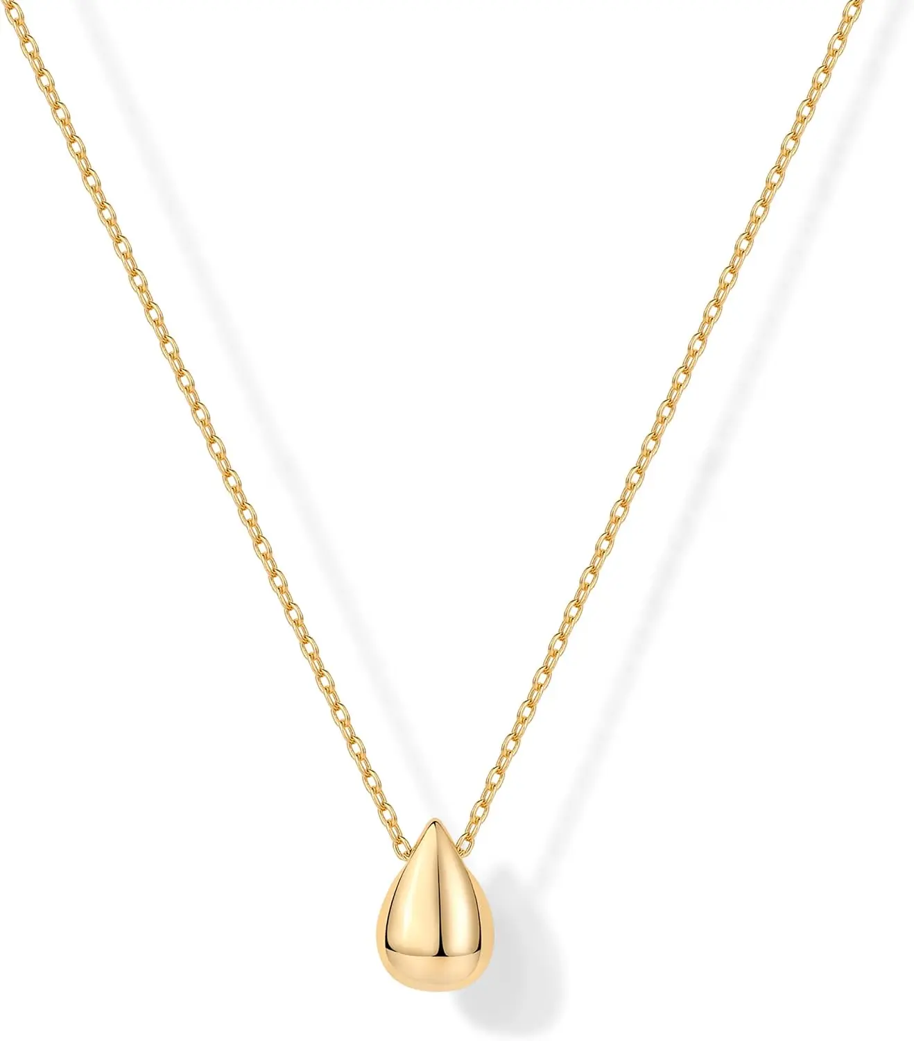 14K Gold Plated Teardrop Pendant Necklace for Women, Dainty Pear Pendant Necklace, Minimalist Layering Jewelry Gift