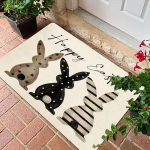 1pc Easter Bunny Entrance Door Mat - Soft Flannel, Non-Slip, Quick- Mat For Indoor/Outdoor Use, Perfect For Kitchen, Bathroom, And Laundry Room