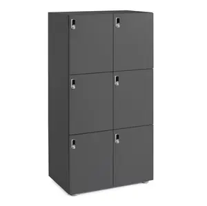 Poppin Stash 6-Door Locker, Digital, Charcoal