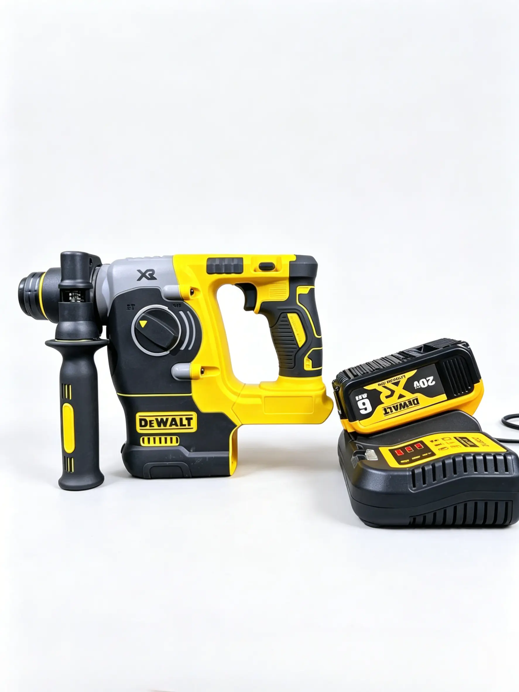 Dewalt XR 20V Brushless Rotary Hammer Full Kit With Single 6.0Ah Battery And Complete Charger Unit, Multi-working Mode Switching Function, Shock-absorbing Structure For Masonry Contractors And Household Maintenance hard case portable tool box tripod
