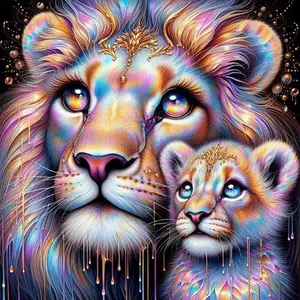 Lion Pattern DIY Diamond Arts Colorful Painting Kit without Frame, DIY 5D Diamond Arts Colorful Painting Kit, Wall Art Decor for Home Bedroom, Diamond Painting Kits