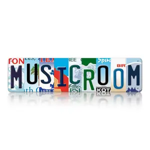 4x16 Inch Waterproof 2D Flat Aluminium Retro License Plate, Long Metal Sign for Musician Studio Wall Decor