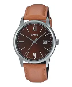 Casio Men’s Brown Dial Leather Strap Watch - MTP-V002L-5B3UDF